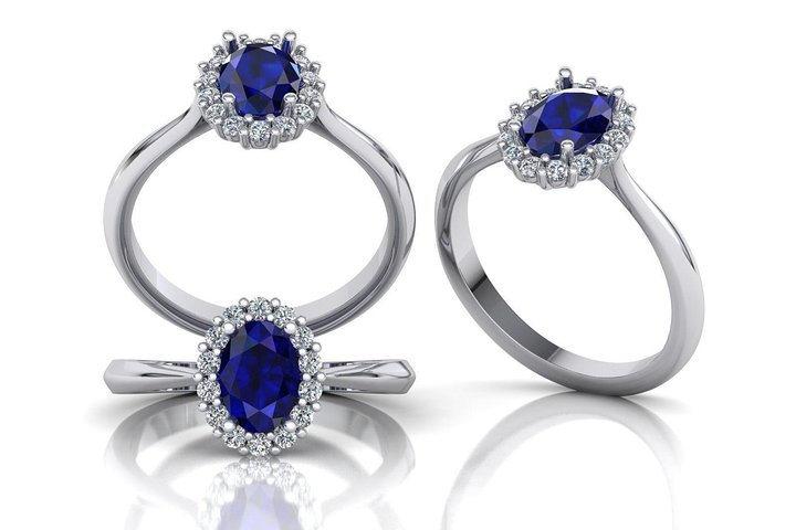 white gold blue sapphire ring